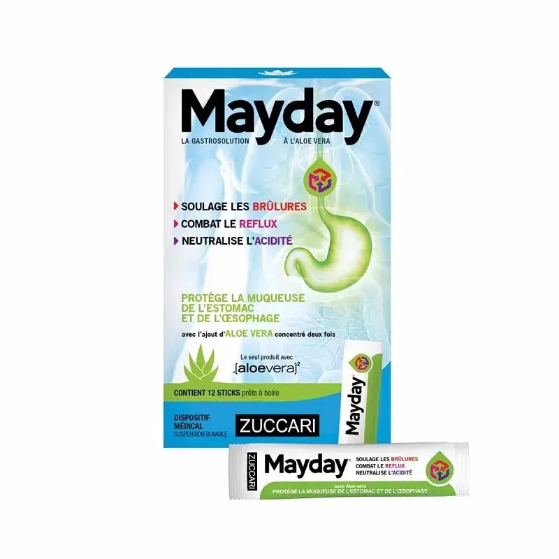 Mayday Gastrosolution Aloe Vera 12 sticks - Univers Pharmacie