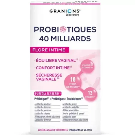 Granions Probiotiques 40 milliards Flore Intime 40 gélules - Univers Pharmacie