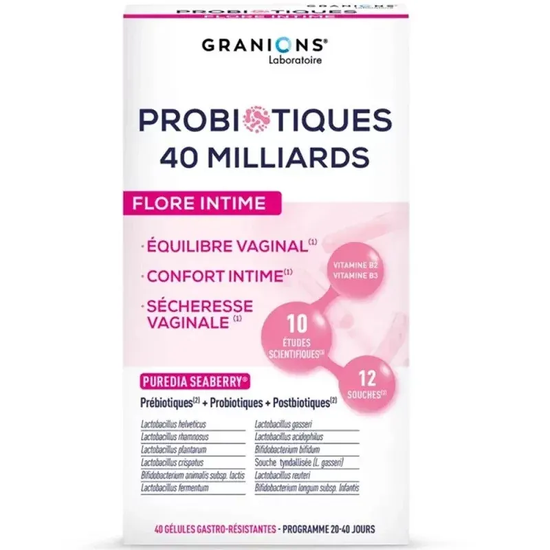 Granions Probiotiques 40 milliards Flore Intime 40 gélules - Univers Pharmacie