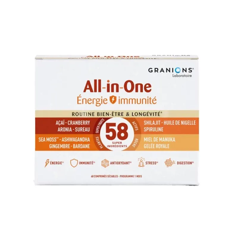 Granions All-In-One Énergie Immunité 60 comprimés - Univers Pharmacie