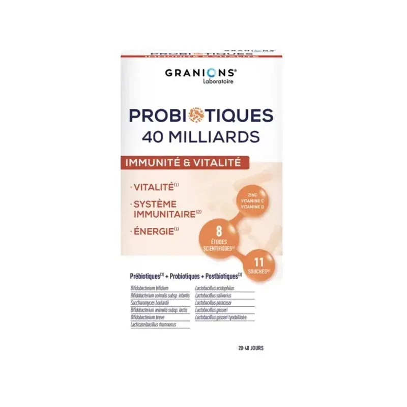 Granions Probiotiques 40 milliards Immunité & Vitalité 40 gélules - Univers Pharmacie