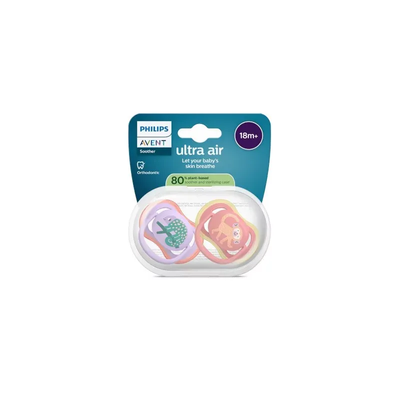 Philips Avent Ultra Air 18m+ Sucettes Motif Caméléon/Singe/Grenouille X2 - Univers Pharmacie