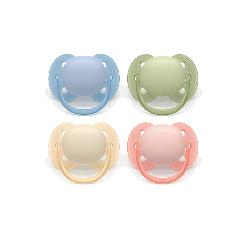 Philips Avent Ultra Soft Sucette 0-6m Bleu/Vert ou Beige/Rose X2 - Univers Pharmacie