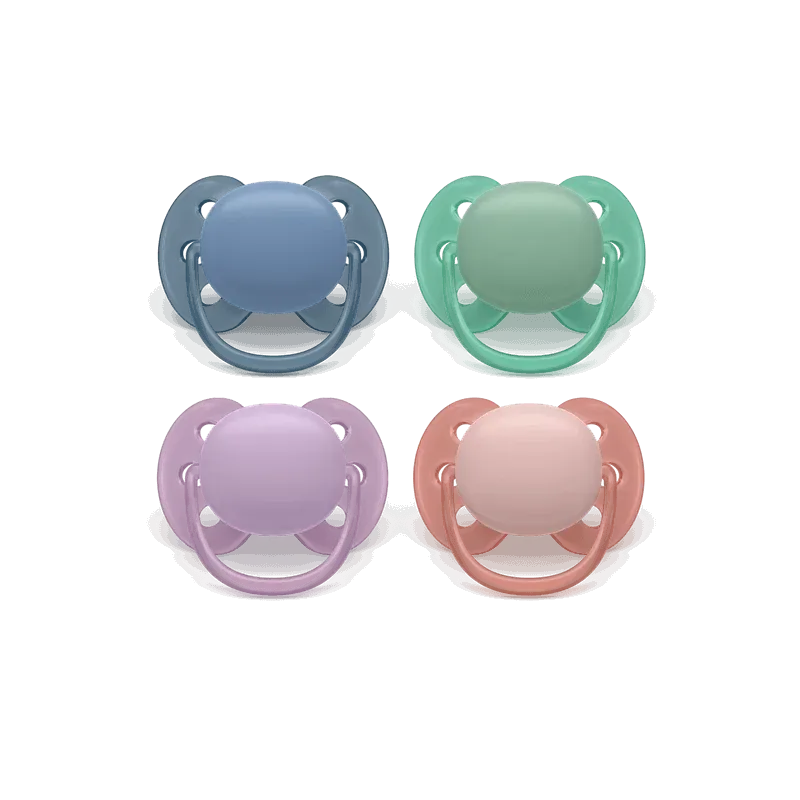 Philips Avent Ultra Soft Sucette 0-6m Bleu/Vert ou Violet/Rose X2 - Univers Pharmacie
