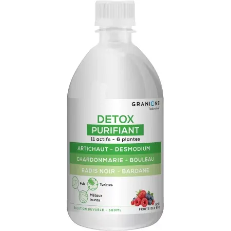 Granions Détox Purifiant Solution Buvable Goût Fruits des Bois 500ml - Univers Pharmacie