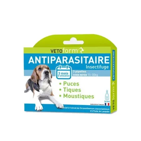 Vetoform Antiparasitaire Insectifuge Chien Moyen 3...