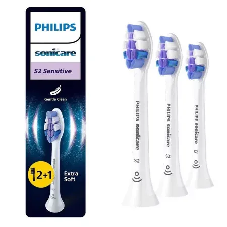 Philips Sonicare S2 Sensitive Têtes de Brosse à Dents Soniques Extra Souples 2+1 - Univers Pharmacie