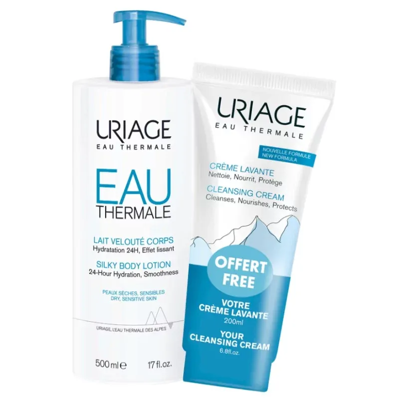Uriage Eau Thermale Lait Velouté Corps 500ml + Crème Lavante 200ml - Univers Pharmacie
