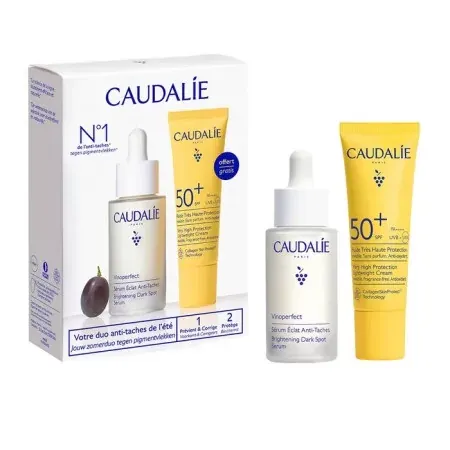 Caudalie Coffret Vinoperfect Sérum Eclat Anti-Taches 30ml + Vinosun Protect Fluide Très Haute Protection SPF50+ 20ml