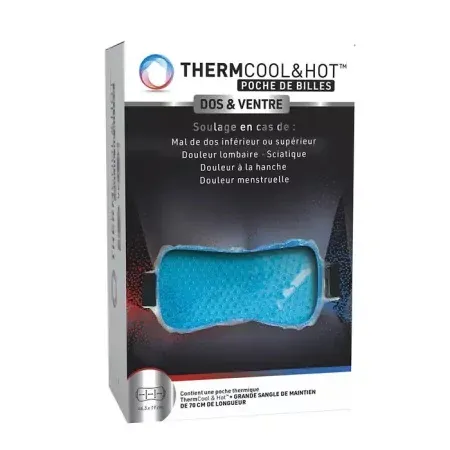 Thermcool & Hot Poche de Billes Dos & Ventre + Sangle de Maintien 46,5 X 19cm - Univers Pharmacie