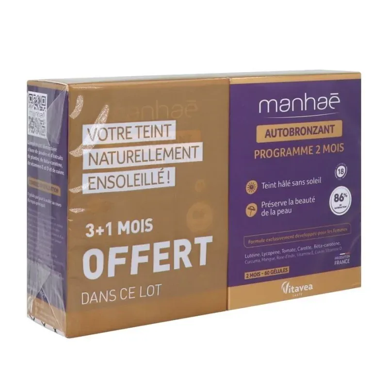 Manhaé Autobronzant 2X60 gélules - Univers Pharmacie