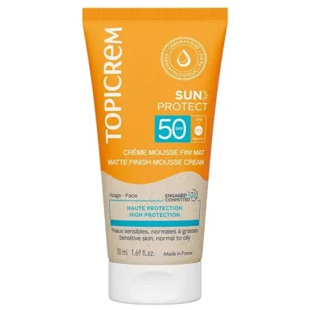 Topicrem Sun Protect Crème Mousse Fini Mat 50ml - Univers Pharmacie