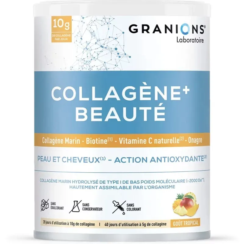 Granions Collagène+ Beauté Goût Tropical 216g - Univers Pharmacie