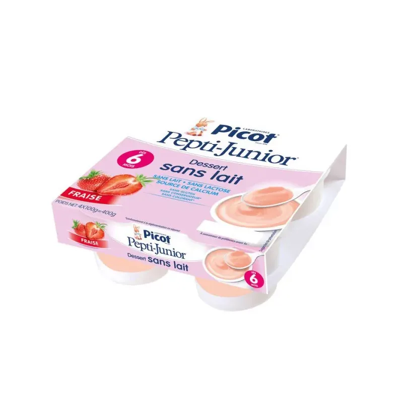 Picot Pepti-Junior Dessert sans Lait Fraise 4X100g - Univers Pharmacie