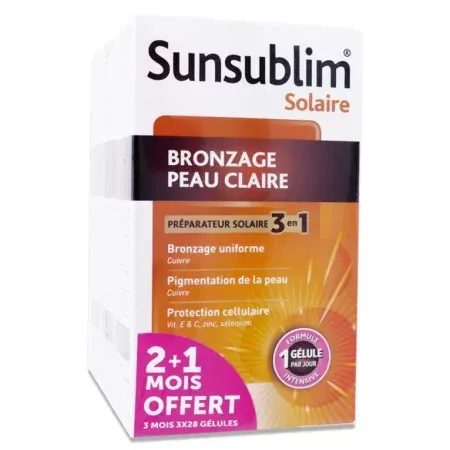 Sunsublim Solaire Bronzage Peau Claire 3X28 gélules - Univers Pharmacie