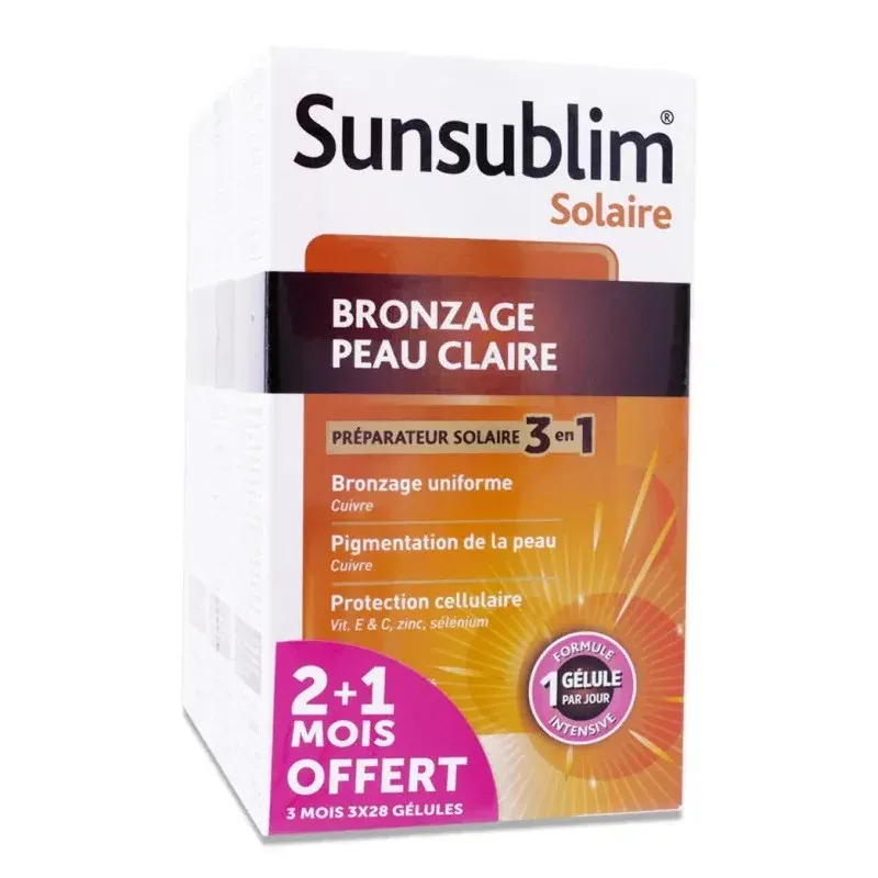 Sunsublim Solaire Bronzage Peau Claire 3X28 gélules - Univers Pharmacie