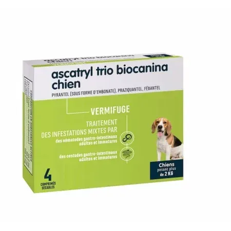 Biocanina Vermifuge Ascatryl Trio Chien 4 comprimés - Univers Pharmacie