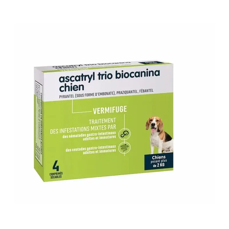 Biocanina Vermifuge Ascatryl Trio Chien 4 comprimés - Univers Pharmacie