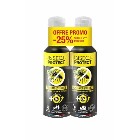 Insect Protect Anti-moustiques Lotion Tropicale Peau Spray 2X75ml - Univers Pharmacie