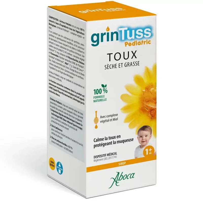 Aboca GrinTuss Pediatric Toux Sèche et Grasse Sirop 128g - Univers Pharmacie