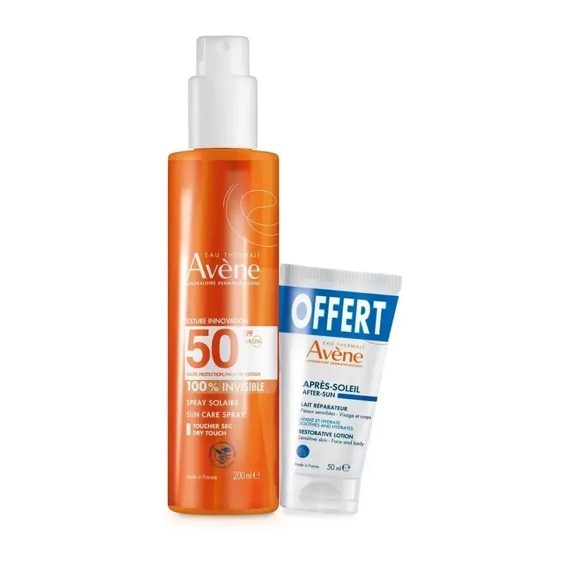 Avène Spray Solaire 100% Invisible SPF50 200ml + Après-soleil 50ml - Univers Pharmacie