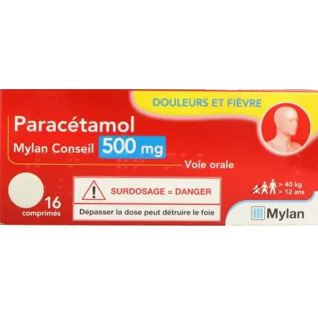 Paracétamol Mylan Conseil 500mg 16 comprimés - Univers Pharmacie