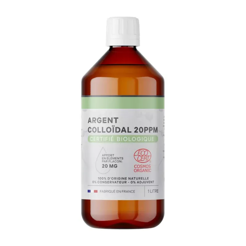 Argent Colloïdal 20PPM Biologique 1L - Univers Pharmacie