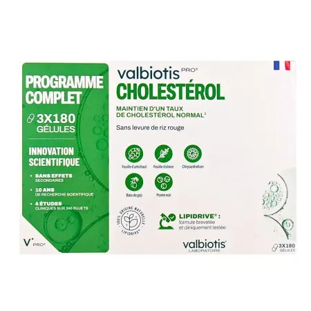 Valbiotis Cholestérol 3X180 gélules - Univers Pharmacie