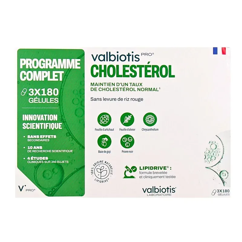 Valbiotis Cholestérol 3X180 gélules - Univers Pharmacie