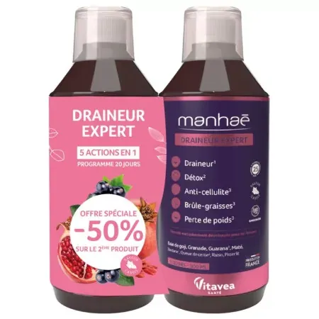 Manhaé Draineur Expert 2X500ml - Univers Pharmacie