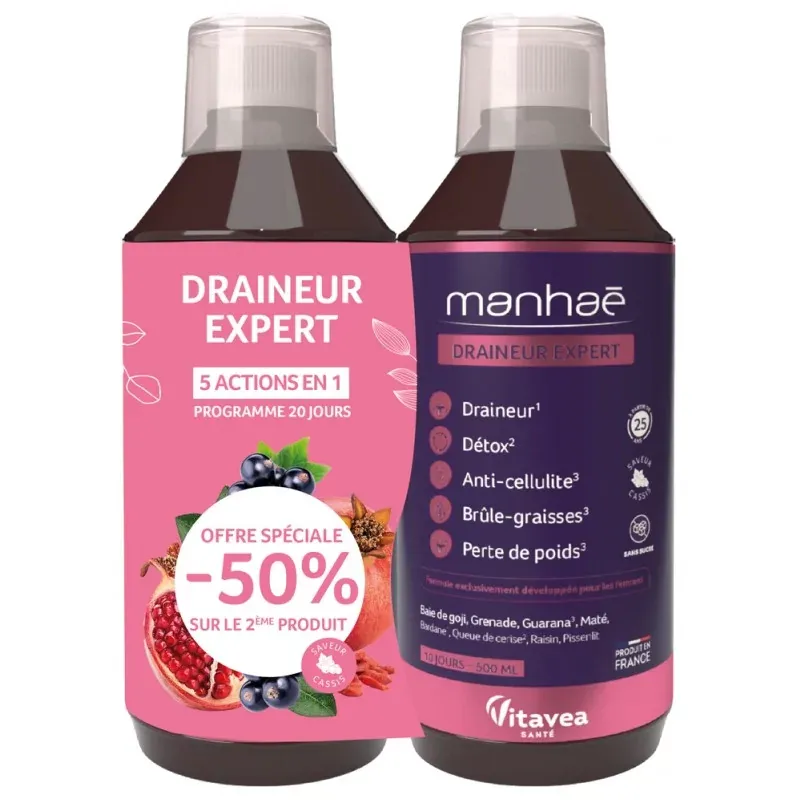 Manhaé Draineur Expert 2X500ml - Univers Pharmacie