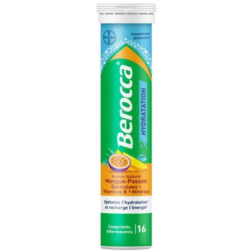 Berocca Hydratation Arôme Mangue-Passion 16 comprimés effervescents - Univers Pharmacie