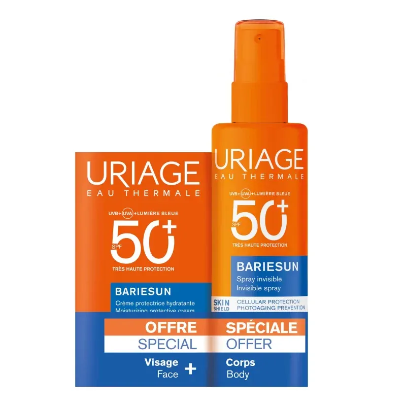 Uriage Bariesun Crème Protectrice Hydratante SPF50+ 50ml + Spray Invisible SPF50+ 200ml - Univers Pharmacie