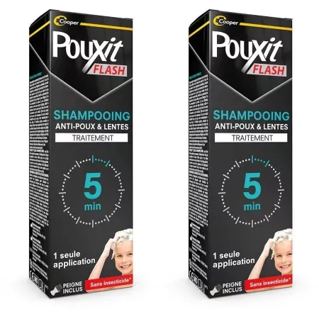 Pouxit Flash Shampooing Anti-poux & Lentes 2X100ml - Univers Pharmacie