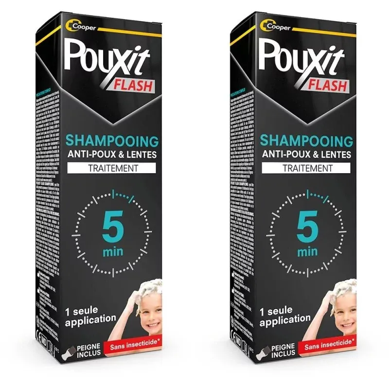 Pouxit Flash Shampooing Anti-poux & Lentes 2X100ml - Univers Pharmacie