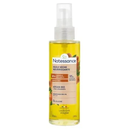 Natessance Huile Sèche Nourrissante Argan Bio + Pro-céramides 100ml - Univers Pharmacie