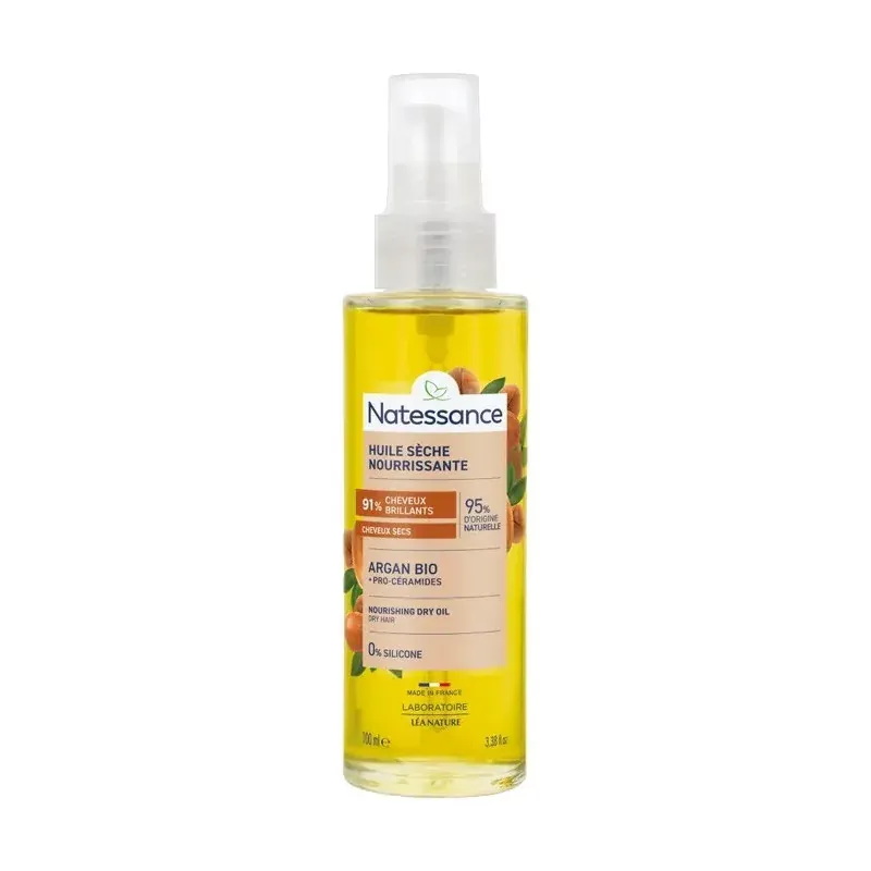Natessance Huile Sèche Nourrissante Argan Bio + Pro-céramides 100ml - Univers Pharmacie
