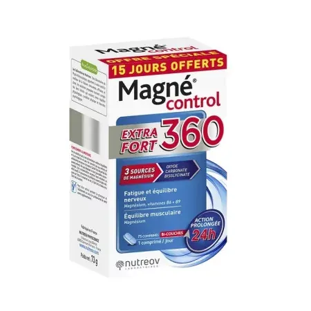 Magné Control Extra Fort 360 60+15 comprimés bi-couches - Univers Pharmacie