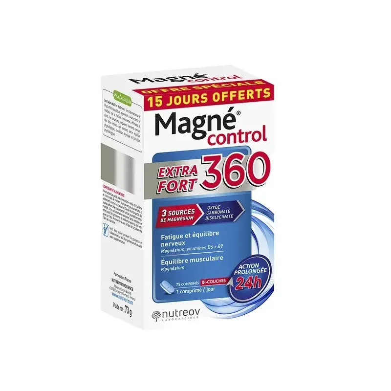 Magné Control Extra Fort 360 60+15 comprimés bi-couches - Univers Pharmacie