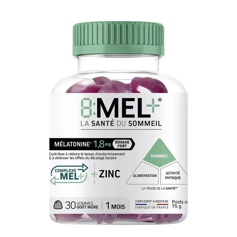 8:MEL+ Mélatonine 1,8mg Goût Mûre 30 gommes - Univers Pharmacie