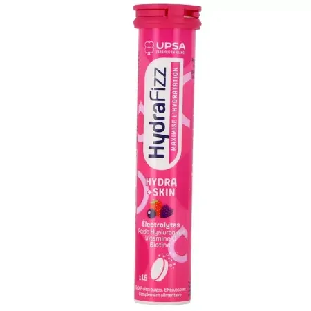 Upsa Hydrafizz Hydra+Skin Goût Fruits Rouges 16 comprimés effervescents - Univers Pharmacie