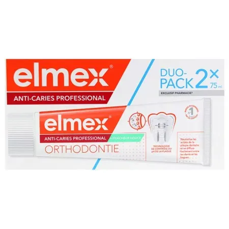 Elmex Anti-caries Professional Orthodontie Dentifrice 2X75ml - Univers Pharmacie