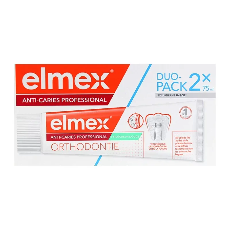 Elmex Anti-caries Professional Orthodontie Dentifrice 2X75ml - Univers Pharmacie