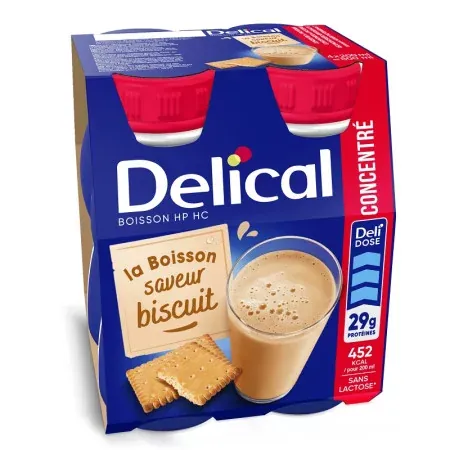 Delical HP HC Boisson Concentré Saveur Biscuit 4X200ml - Univers Pharmacie