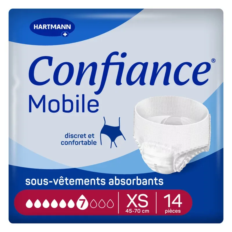 Confiance Mobile Sous-vêtements Absorbants 7 gouttes Taille XS - Univers Pharmacie