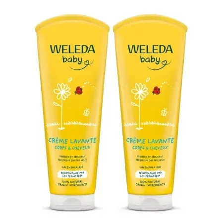 Weleda Bébé Crème Lavante Corps et Cheveux Calendula 2X200ml - Univers Pharmacie