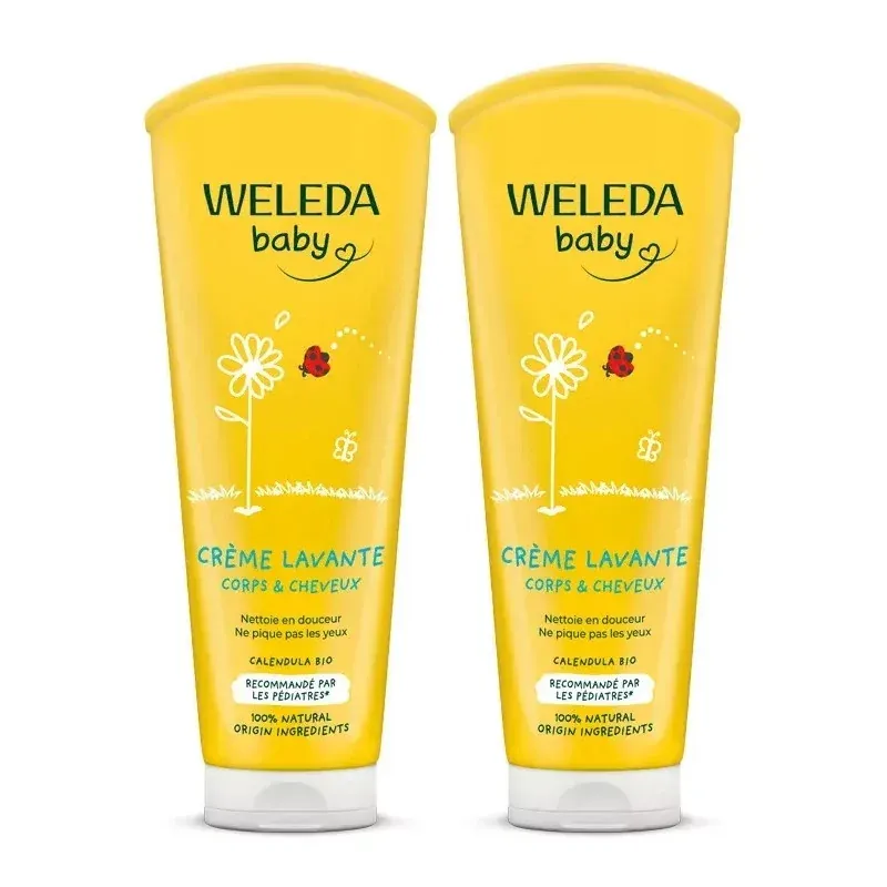 Weleda Bébé Crème Lavante Corps et Cheveux Calendula 2X200ml - Univers Pharmacie
