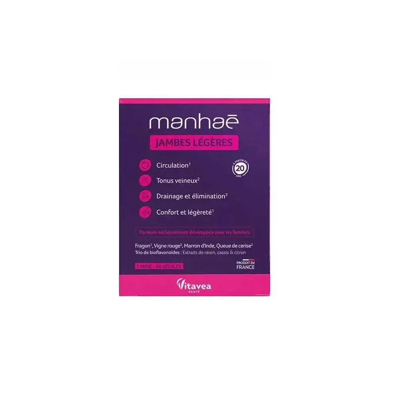 Manhaé Jambes Légères 30 gélules - Univers Pharmacie