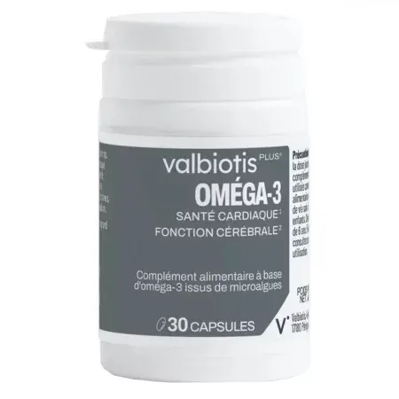 Valbiotis Plus Oméga-3 30 capsules flacon - Univers Pharmacie.