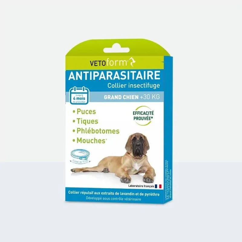 Vetoform Antiparasitaire Collier Insectifuge Grand Chien +30kg - Univers Pharmacie